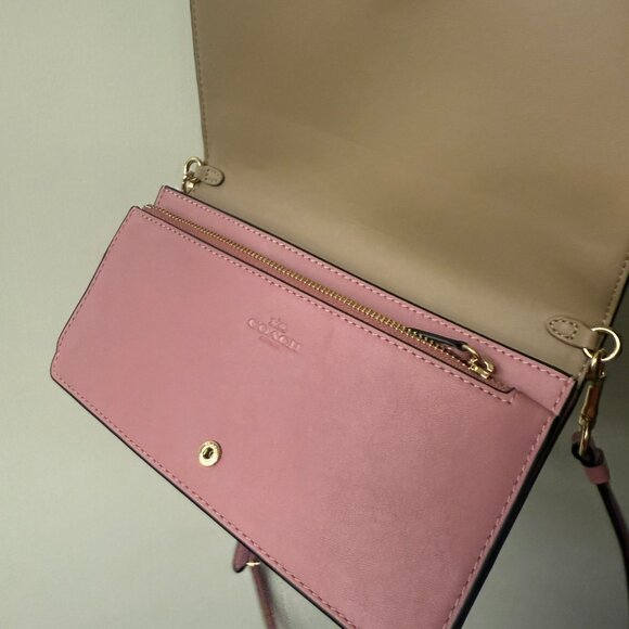 coach Anna Foldover Clutch Crossbody With Heart Petal Print c7657 - Picture 5 of 7